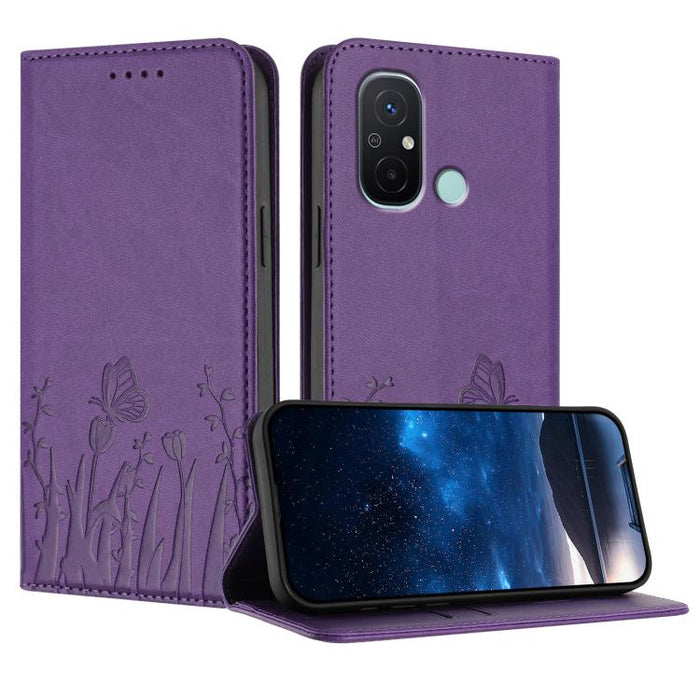 Funda magnética para teléfono de piel vegana con estampado de tulipanes y mariposas, For Redmi Note 11 4G / Note 11S 4G / Note 12S, For Redmi A2+ / A1+ / Poco C50 / Poco C51, For Redmi Note 12 4G Global, For Redmi 12C / 11A / Poco C55                  ...