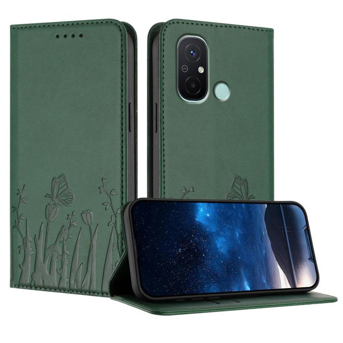 Funda magnética para teléfono de piel vegana con estampado de tulipanes y mariposas, For Redmi Note 11 4G / Note 11S 4G / Note 12S, For Redmi A2+ / A1+ / Poco C50 / Poco C51, For Redmi Note 12 4G Global, For Redmi 12C / 11A / Poco C55                  ...