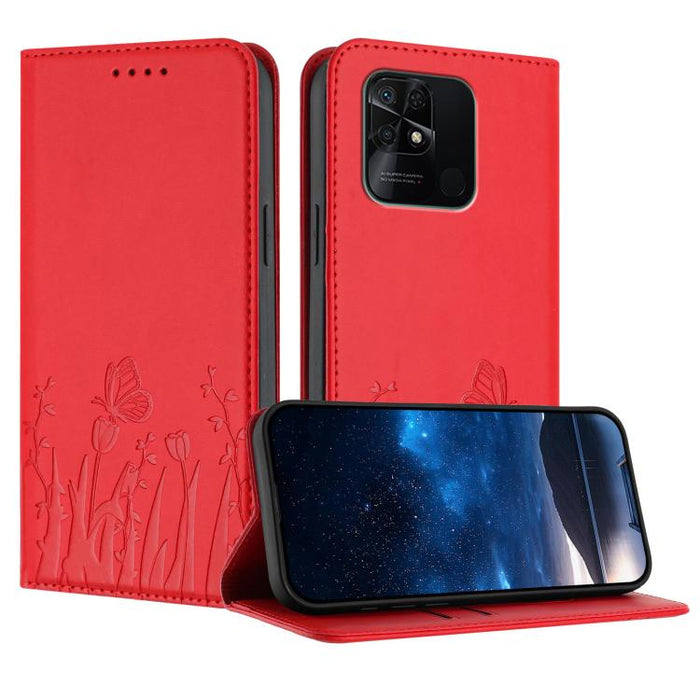 Funda magnética para teléfono de piel vegana con estampado de tulipanes y mariposas, For Redmi Note 11 4G / Note 11S 4G / Note 12S, For Redmi A2+ / A1+ / Poco C50 / Poco C51, For Redmi Note 12 4G Global, For Redmi 12C / 11A / Poco C55                  ...