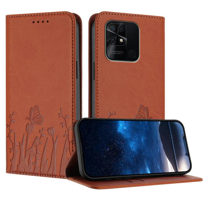 Funda magnética para teléfono de piel vegana con estampado de tulipanes y mariposas, For Redmi Note 11 4G / Note 11S 4G / Note 12S, For Redmi A2+ / A1+ / Poco C50 / Poco C51, For Redmi Note 12 4G Global, For Redmi 12C / 11A / Poco C55                  ...