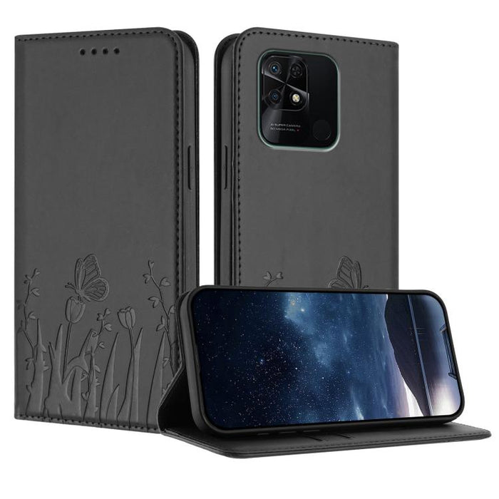 Funda magnética para teléfono de piel vegana con estampado de tulipanes y mariposas, For Redmi Note 11 4G / Note 11S 4G / Note 12S, For Redmi A2+ / A1+ / Poco C50 / Poco C51, For Redmi Note 12 4G Global, For Redmi 12C / 11A / Poco C55                  ...