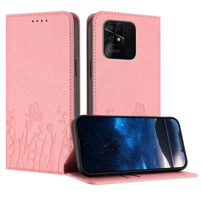 Funda magnética para teléfono de piel vegana con estampado de tulipanes y mariposas, For Redmi Note 11 4G / Note 11S 4G / Note 12S, For Redmi A2+ / A1+ / Poco C50 / Poco C51, For Redmi Note 12 4G Global, For Redmi 12C / 11A / Poco C55                  ...