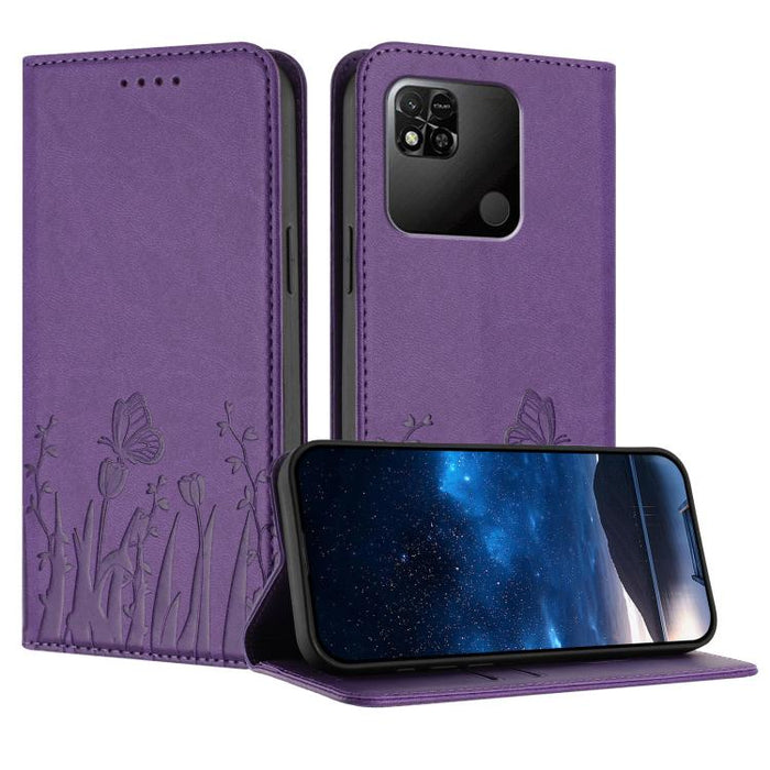 Funda magnética para teléfono de piel vegana con estampado de tulipanes y mariposas, For Redmi Note 11 4G / Note 11S 4G / Note 12S, For Redmi A2+ / A1+ / Poco C50 / Poco C51, For Redmi Note 12 4G Global, For Redmi 12C / 11A / Poco C55                  ...
