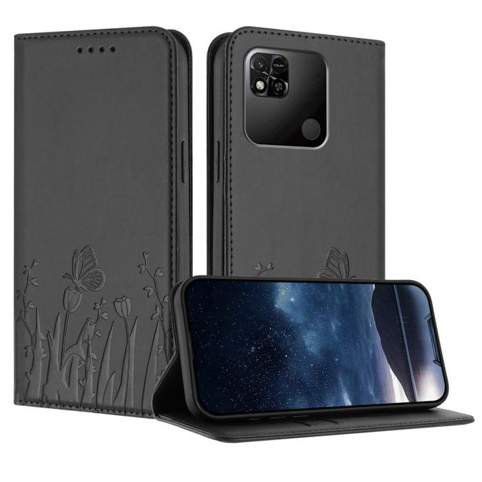 Funda magnética para teléfono de piel vegana con estampado de tulipanes y mariposas, For Redmi Note 11 4G / Note 11S 4G / Note 12S, For Redmi A2+ / A1+ / Poco C50 / Poco C51, For Redmi Note 12 4G Global, For Redmi 12C / 11A / Poco C55                  ...