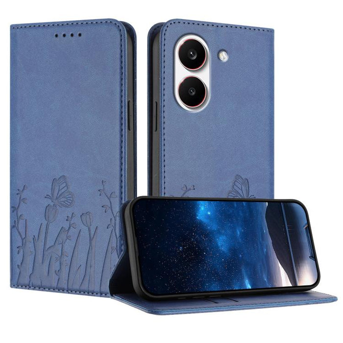 Funda magnética para teléfono de piel vegana con estampado de tulipanes y mariposas, For Redmi A7 Pro 4G / 5G 171mm / Poco C85x 5G, For Redmi Turbo 5 Max 5G / Poco X8 Pro Max 5G, For Redmi Turbo 5 5G / Poco X8 Pro 5G                                    ...