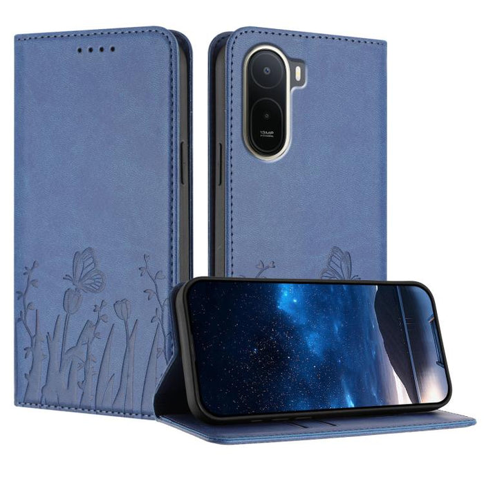 Funda magnética para teléfono de piel vegana con estampado de tulipanes y mariposas, For Redmi A7 Pro 4G / 5G 171mm / Poco C85x 5G, For Redmi Turbo 5 Max 5G / Poco X8 Pro Max 5G, For Redmi Turbo 5 5G / Poco X8 Pro 5G                                    ...
