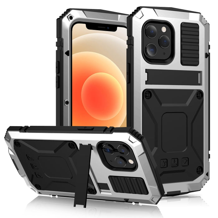 R-JUST a prueba de golpes a prueba de agua a prueba de polvo de metal + funda protectora de silicona con soporte, For iPhone 12 Pro Max, For iPhone 12 / 12 Pro, For iPhone 12 mini