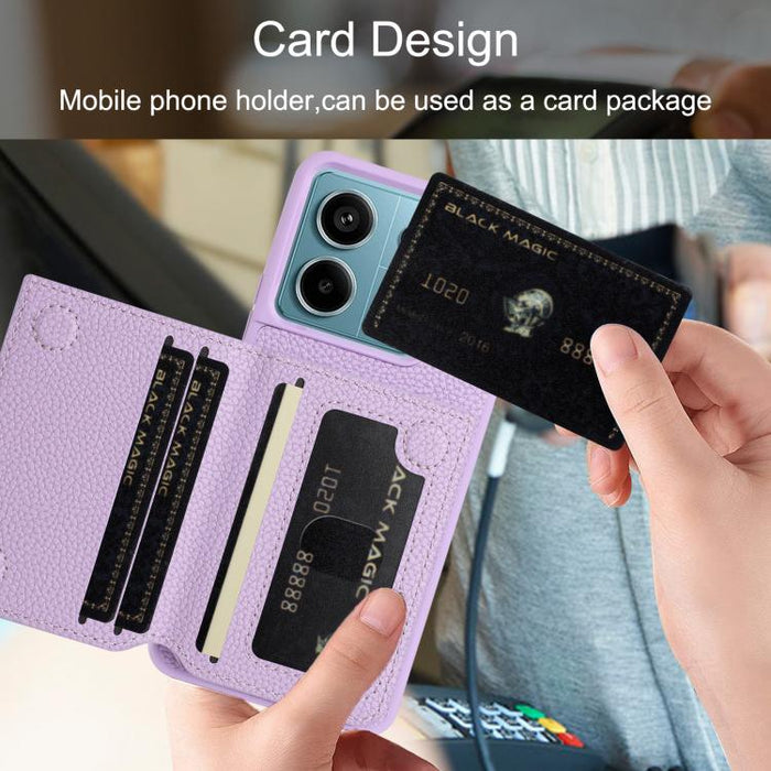 Funda para teléfono con tarjetero magnético y estampado de lichi, For Redmi Note 13 Pro 4G Global