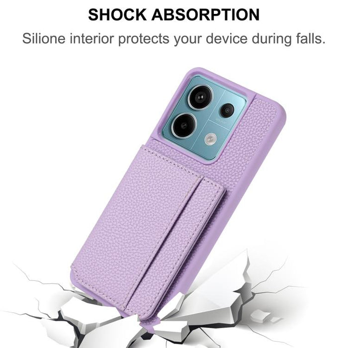 Funda para teléfono con tarjetero magnético y estampado de lichi, For Redmi Note 13 Pro 4G Global
