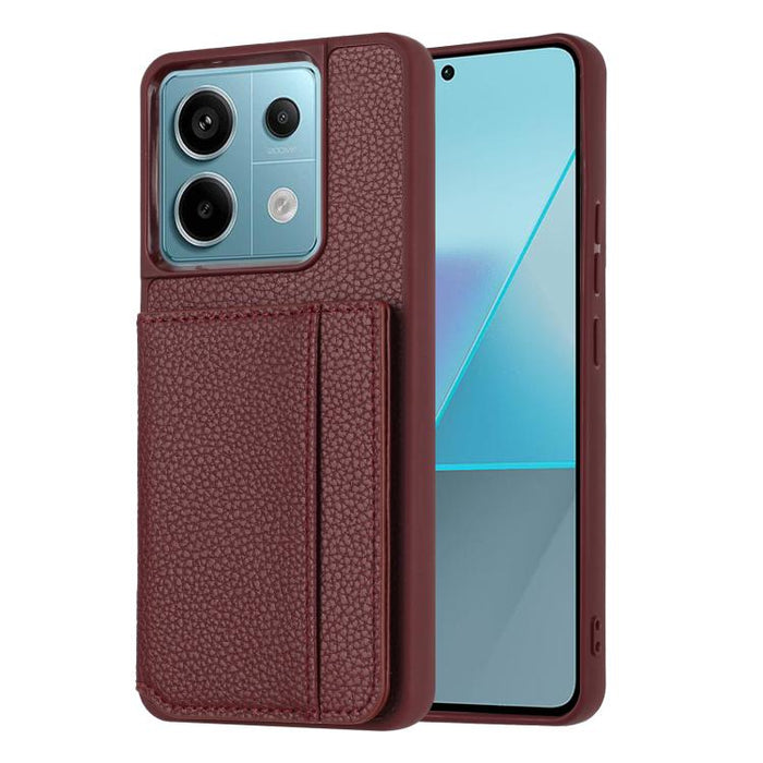 Funda para teléfono con tarjetero magnético y estampado de lichi, For Redmi Note 13 Pro 4G Global