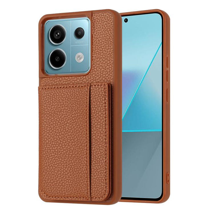Funda para teléfono con tarjetero magnético y estampado de lichi, For Redmi Note 13 Pro 4G Global