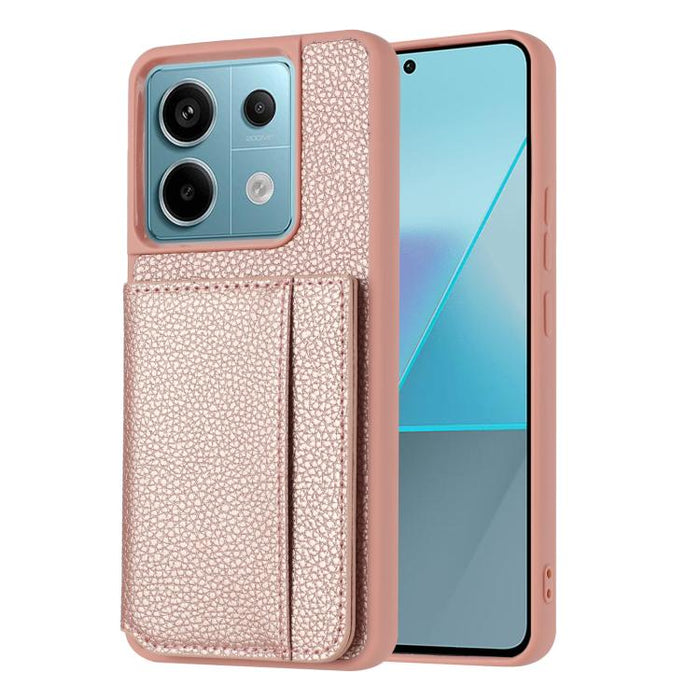 Funda para teléfono con tarjetero magnético y estampado de lichi, For Redmi Note 13 Pro 4G Global