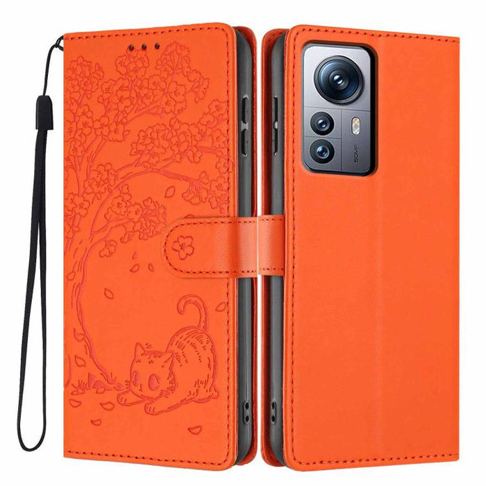 Funda para teléfono plegable de piel vegana con relieve de gato y árbol, For Xiaomi 14T Pro, For Xiaomi 14T, For Xiaomi 13T / 13T Pro, For Xiaomi 13 Lite, For Xiaomi 13 Pro, For Xiaomi 13, For Xiaomi 12T / 12T Pro, For Xiaomi 12 Pro