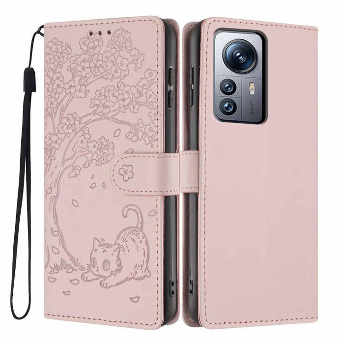 Funda para teléfono plegable de piel vegana con relieve de gato y árbol, For Xiaomi 14T Pro, For Xiaomi 14T, For Xiaomi 13T / 13T Pro, For Xiaomi 13 Lite, For Xiaomi 13 Pro, For Xiaomi 13, For Xiaomi 12T / 12T Pro, For Xiaomi 12 Pro