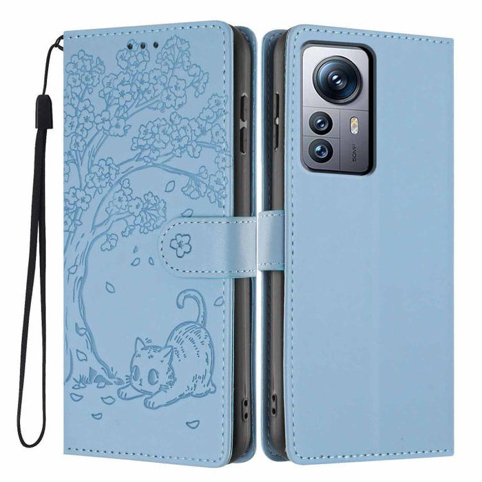 Funda para teléfono plegable de piel vegana con relieve de gato y árbol, For Xiaomi 14T Pro, For Xiaomi 14T, For Xiaomi 13T / 13T Pro, For Xiaomi 13 Lite, For Xiaomi 13 Pro, For Xiaomi 13, For Xiaomi 12T / 12T Pro, For Xiaomi 12 Pro