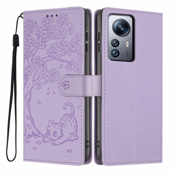Funda para teléfono plegable de piel vegana con relieve de gato y árbol, For Xiaomi 14T Pro, For Xiaomi 14T, For Xiaomi 13T / 13T Pro, For Xiaomi 13 Lite, For Xiaomi 13 Pro, For Xiaomi 13, For Xiaomi 12T / 12T Pro, For Xiaomi 12 Pro