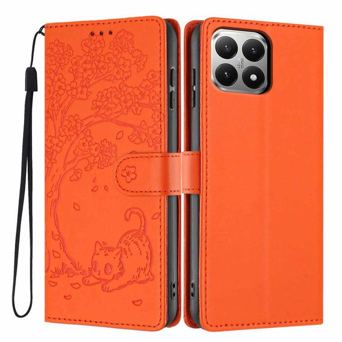 Funda para teléfono plegable de piel vegana con relieve de gato y árbol, For Xiaomi Poco F8 Ultra 5G, For Xiaomi Poco F8 Pro 5G, For Xiaomi 17 Pro Max, For Xiaomi 17 Pro, For Xiaomi 17, For Xiaomi Poco C85 5G, For Xiaomi 15T Pro, For Xiaomi 15T        ...