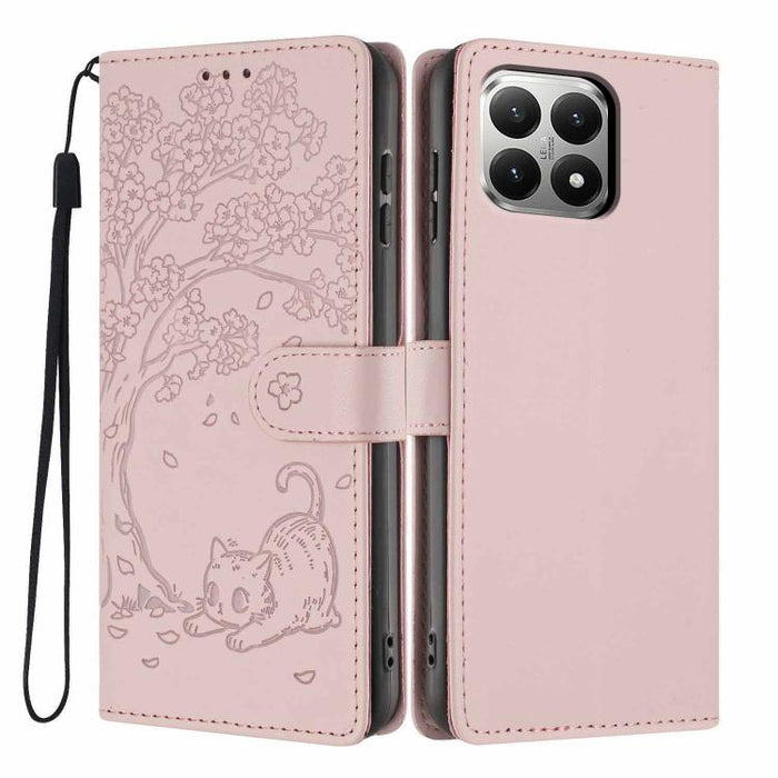 Funda para teléfono plegable de piel vegana con relieve de gato y árbol, For Xiaomi Poco F8 Ultra 5G, For Xiaomi Poco F8 Pro 5G, For Xiaomi 17 Pro Max, For Xiaomi 17 Pro, For Xiaomi 17, For Xiaomi Poco C85 5G, For Xiaomi 15T Pro, For Xiaomi 15T        ...
