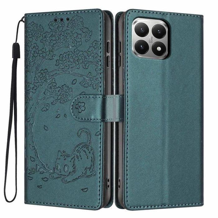 Funda para teléfono plegable de piel vegana con relieve de gato y árbol, For Xiaomi Poco F8 Ultra 5G, For Xiaomi Poco F8 Pro 5G, For Xiaomi 17 Pro Max, For Xiaomi 17 Pro, For Xiaomi 17, For Xiaomi Poco C85 5G, For Xiaomi 15T Pro, For Xiaomi 15T        ...