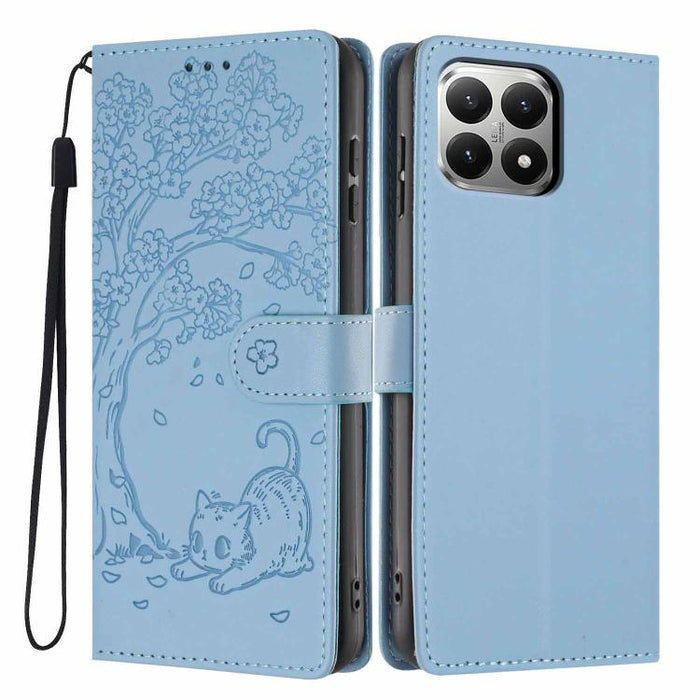 Funda para teléfono plegable de piel vegana con relieve de gato y árbol, For Xiaomi Poco F8 Ultra 5G, For Xiaomi Poco F8 Pro 5G, For Xiaomi 17 Pro Max, For Xiaomi 17 Pro, For Xiaomi 17, For Xiaomi Poco C85 5G, For Xiaomi 15T Pro, For Xiaomi 15T        ...