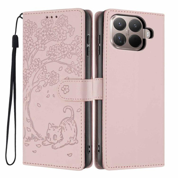 Funda para teléfono plegable de piel vegana con relieve de gato y árbol, For Xiaomi Poco F8 Ultra 5G, For Xiaomi Poco F8 Pro 5G, For Xiaomi 17 Pro Max, For Xiaomi 17 Pro, For Xiaomi 17, For Xiaomi Poco C85 5G, For Xiaomi 15T Pro, For Xiaomi 15T        ...