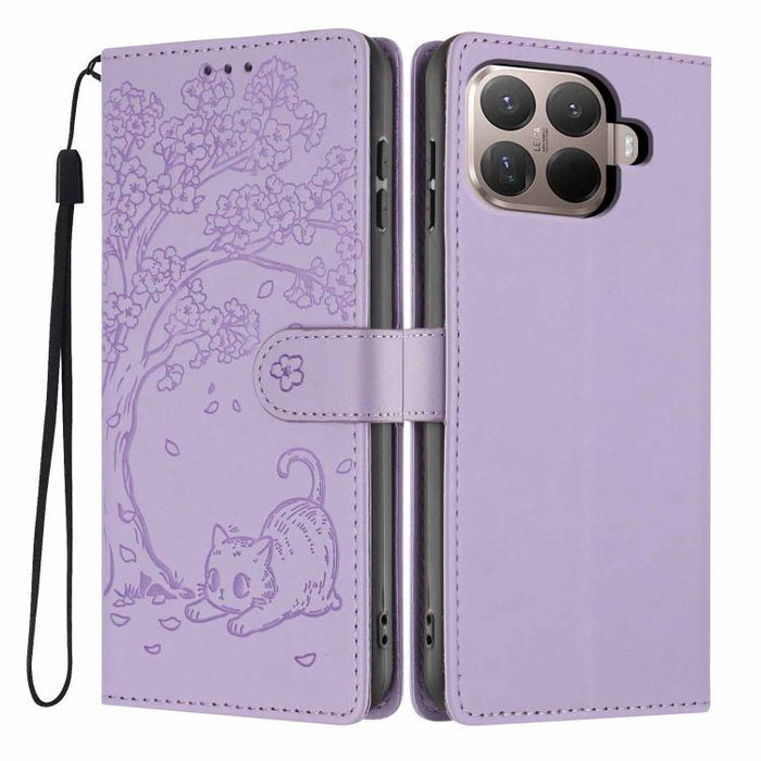 Funda para teléfono plegable de piel vegana con relieve de gato y árbol, For Xiaomi Poco F8 Ultra 5G, For Xiaomi Poco F8 Pro 5G, For Xiaomi 17 Pro Max, For Xiaomi 17 Pro, For Xiaomi 17, For Xiaomi Poco C85 5G, For Xiaomi 15T Pro, For Xiaomi 15T        ...