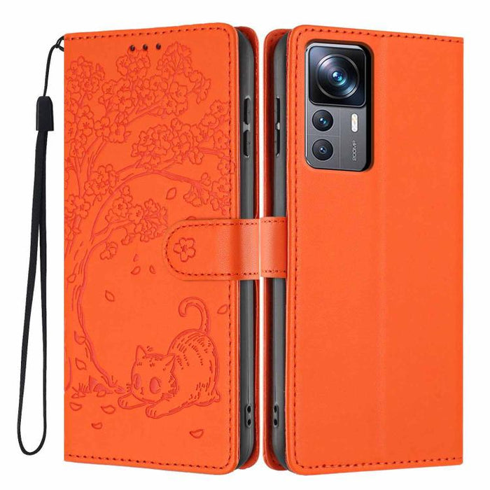 Funda para teléfono plegable de piel vegana con relieve de gato y árbol, For Xiaomi 14T Pro, For Xiaomi 14T, For Xiaomi 13T / 13T Pro, For Xiaomi 13 Lite, For Xiaomi 13 Pro, For Xiaomi 13, For Xiaomi 12T / 12T Pro, For Xiaomi 12 Pro