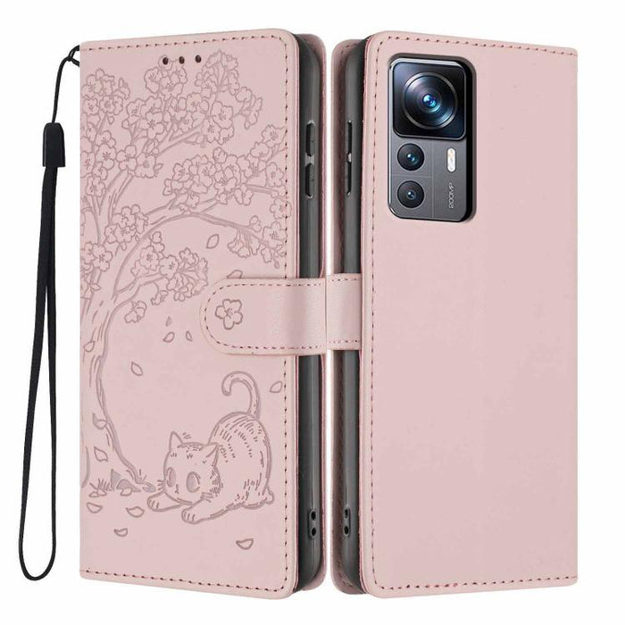 Funda para teléfono plegable de piel vegana con relieve de gato y árbol, For Xiaomi 14T Pro, For Xiaomi 14T, For Xiaomi 13T / 13T Pro, For Xiaomi 13 Lite, For Xiaomi 13 Pro, For Xiaomi 13, For Xiaomi 12T / 12T Pro, For Xiaomi 12 Pro