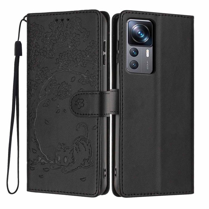 Funda para teléfono plegable de piel vegana con relieve de gato y árbol, For Xiaomi 14T Pro, For Xiaomi 14T, For Xiaomi 13T / 13T Pro, For Xiaomi 13 Lite, For Xiaomi 13 Pro, For Xiaomi 13, For Xiaomi 12T / 12T Pro, For Xiaomi 12 Pro