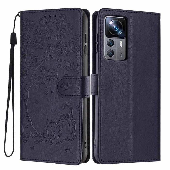Funda para teléfono plegable de piel vegana con relieve de gato y árbol, For Xiaomi 14T Pro, For Xiaomi 14T, For Xiaomi 13T / 13T Pro, For Xiaomi 13 Lite, For Xiaomi 13 Pro, For Xiaomi 13, For Xiaomi 12T / 12T Pro, For Xiaomi 12 Pro