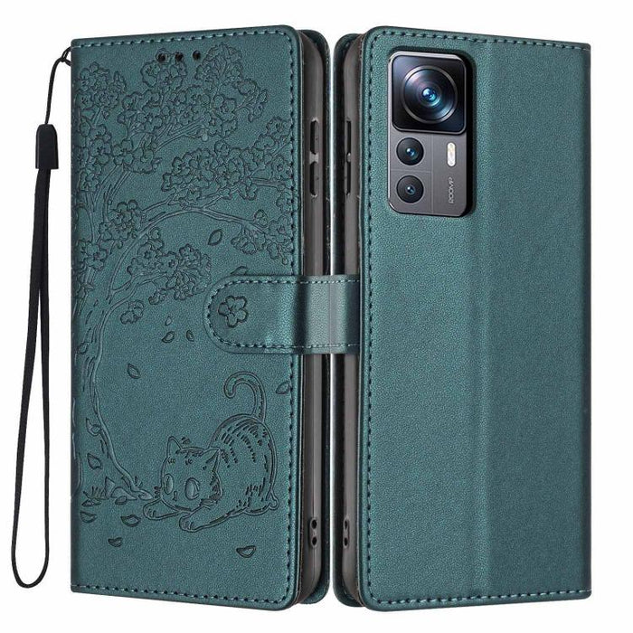 Funda para teléfono plegable de piel vegana con relieve de gato y árbol, For Xiaomi 14T Pro, For Xiaomi 14T, For Xiaomi 13T / 13T Pro, For Xiaomi 13 Lite, For Xiaomi 13 Pro, For Xiaomi 13, For Xiaomi 12T / 12T Pro, For Xiaomi 12 Pro