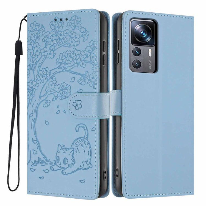 Funda para teléfono plegable de piel vegana con relieve de gato y árbol, For Xiaomi 14T Pro, For Xiaomi 14T, For Xiaomi 13T / 13T Pro, For Xiaomi 13 Lite, For Xiaomi 13 Pro, For Xiaomi 13, For Xiaomi 12T / 12T Pro, For Xiaomi 12 Pro