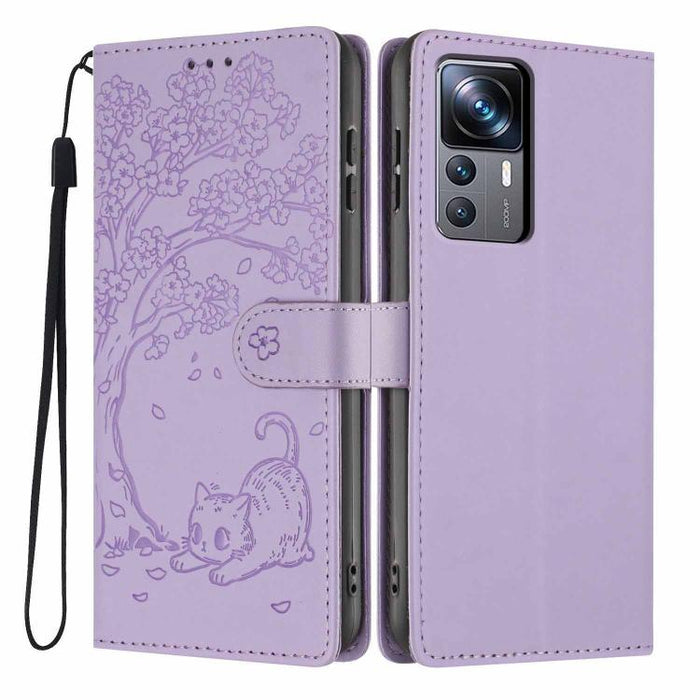 Funda para teléfono plegable de piel vegana con relieve de gato y árbol, For Xiaomi 14T Pro, For Xiaomi 14T, For Xiaomi 13T / 13T Pro, For Xiaomi 13 Lite, For Xiaomi 13 Pro, For Xiaomi 13, For Xiaomi 12T / 12T Pro, For Xiaomi 12 Pro