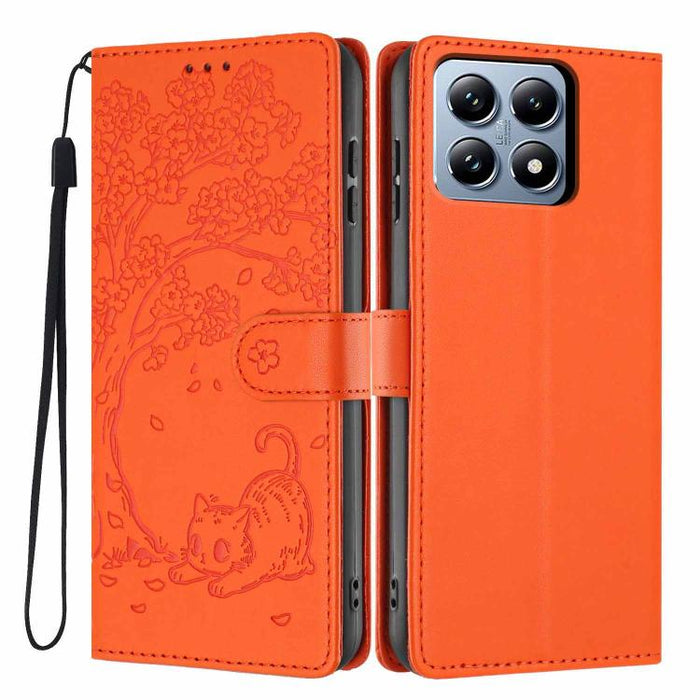 Funda para teléfono plegable de piel vegana con relieve de gato y árbol, For Xiaomi 14T Pro, For Xiaomi 14T, For Xiaomi 13T / 13T Pro, For Xiaomi 13 Lite, For Xiaomi 13 Pro, For Xiaomi 13, For Xiaomi 12T / 12T Pro, For Xiaomi 12 Pro