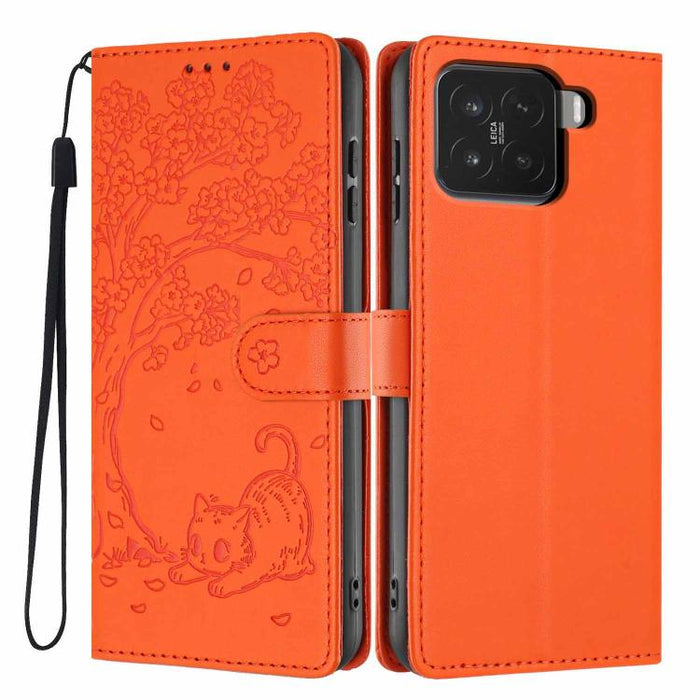 Funda para teléfono plegable de piel vegana con relieve de gato y árbol, For Xiaomi Poco F8 Ultra 5G, For Xiaomi Poco F8 Pro 5G, For Xiaomi 17 Pro Max, For Xiaomi 17 Pro, For Xiaomi 17, For Xiaomi Poco C85 5G, For Xiaomi 15T Pro, For Xiaomi 15T        ...