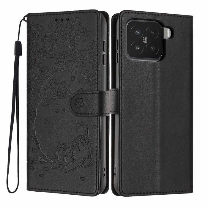 Funda para teléfono plegable de piel vegana con relieve de gato y árbol, For Xiaomi Poco F8 Ultra 5G, For Xiaomi Poco F8 Pro 5G, For Xiaomi 17 Pro Max, For Xiaomi 17 Pro, For Xiaomi 17, For Xiaomi Poco C85 5G, For Xiaomi 15T Pro, For Xiaomi 15T        ...