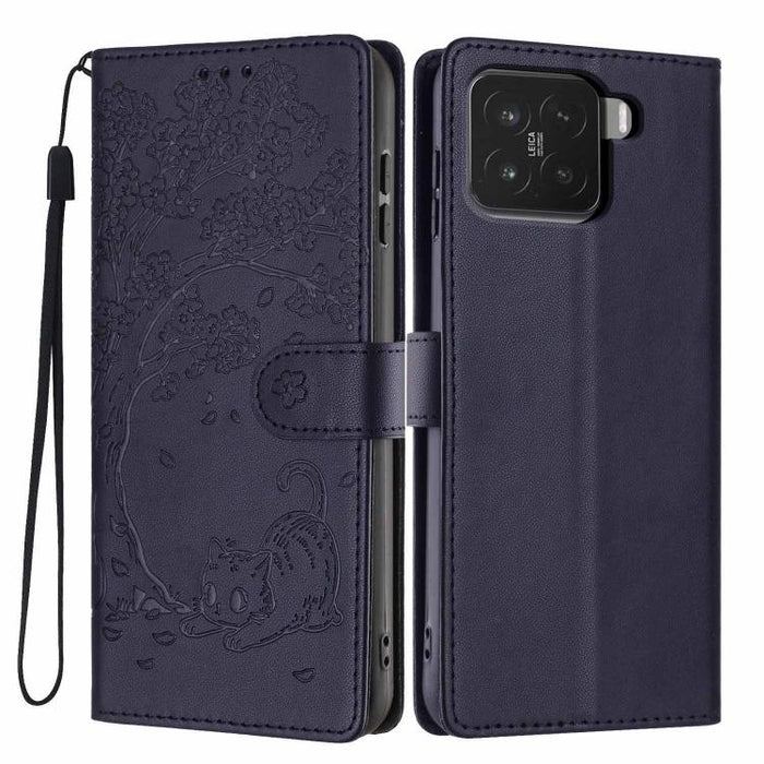Funda para teléfono plegable de piel vegana con relieve de gato y árbol, For Xiaomi Poco F8 Ultra 5G, For Xiaomi Poco F8 Pro 5G, For Xiaomi 17 Pro Max, For Xiaomi 17 Pro, For Xiaomi 17, For Xiaomi Poco C85 5G, For Xiaomi 15T Pro, For Xiaomi 15T        ...