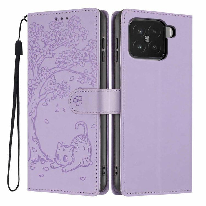 Funda para teléfono plegable de piel vegana con relieve de gato y árbol, For Xiaomi Poco F8 Ultra 5G, For Xiaomi Poco F8 Pro 5G, For Xiaomi 17 Pro Max, For Xiaomi 17 Pro, For Xiaomi 17, For Xiaomi Poco C85 5G, For Xiaomi 15T Pro, For Xiaomi 15T        ...