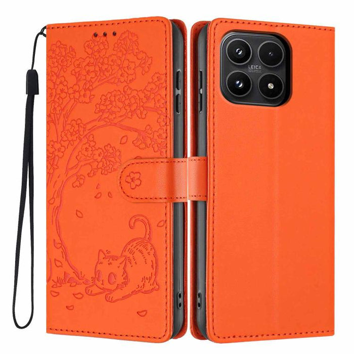 Funda para teléfono plegable de piel vegana con relieve de gato y árbol, For Xiaomi Poco F8 Ultra 5G, For Xiaomi Poco F8 Pro 5G, For Xiaomi 17 Pro Max, For Xiaomi 17 Pro, For Xiaomi 17, For Xiaomi Poco C85 5G, For Xiaomi 15T Pro, For Xiaomi 15T        ...