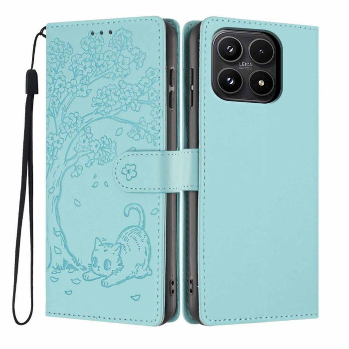 Funda para teléfono plegable de piel vegana con relieve de gato y árbol, For Xiaomi Poco F8 Ultra 5G, For Xiaomi Poco F8 Pro 5G, For Xiaomi 17 Pro Max, For Xiaomi 17 Pro, For Xiaomi 17, For Xiaomi Poco C85 5G, For Xiaomi 15T Pro, For Xiaomi 15T        ...