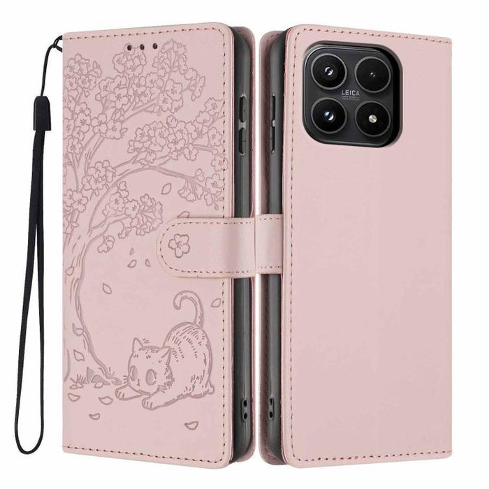 Funda para teléfono plegable de piel vegana con relieve de gato y árbol, For Xiaomi Poco F8 Ultra 5G, For Xiaomi Poco F8 Pro 5G, For Xiaomi 17 Pro Max, For Xiaomi 17 Pro, For Xiaomi 17, For Xiaomi Poco C85 5G, For Xiaomi 15T Pro, For Xiaomi 15T        ...