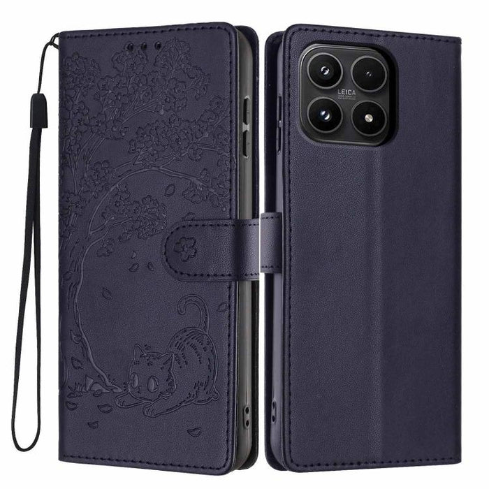 Funda para teléfono plegable de piel vegana con relieve de gato y árbol, For Xiaomi Poco F8 Ultra 5G, For Xiaomi Poco F8 Pro 5G, For Xiaomi 17 Pro Max, For Xiaomi 17 Pro, For Xiaomi 17, For Xiaomi Poco C85 5G, For Xiaomi 15T Pro, For Xiaomi 15T        ...