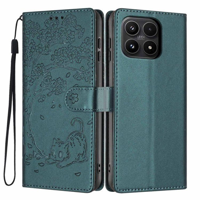 Funda para teléfono plegable de piel vegana con relieve de gato y árbol, For Xiaomi Poco F8 Ultra 5G, For Xiaomi Poco F8 Pro 5G, For Xiaomi 17 Pro Max, For Xiaomi 17 Pro, For Xiaomi 17, For Xiaomi Poco C85 5G, For Xiaomi 15T Pro, For Xiaomi 15T        ...