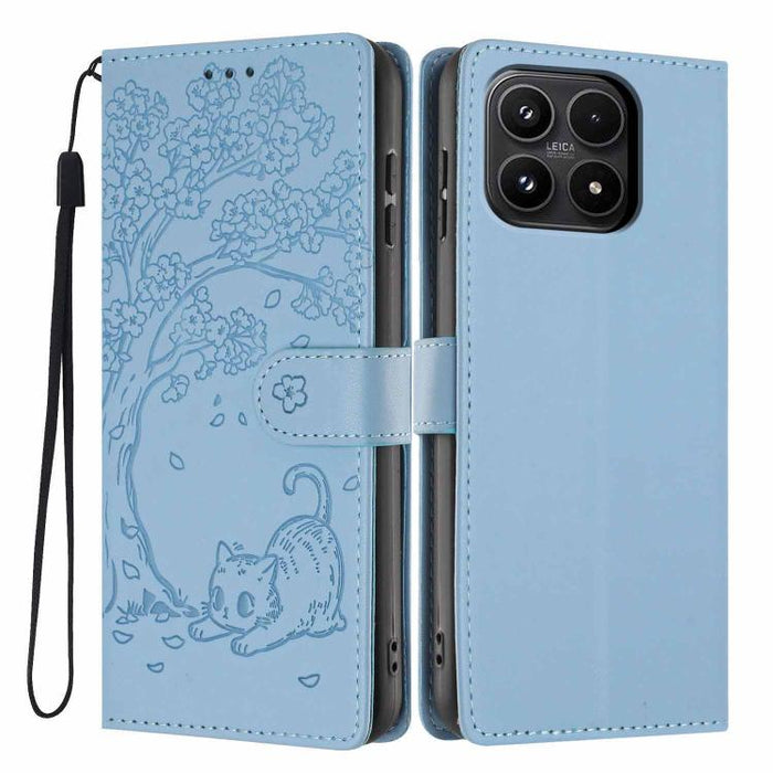 Funda para teléfono plegable de piel vegana con relieve de gato y árbol, For Xiaomi Poco F8 Ultra 5G, For Xiaomi Poco F8 Pro 5G, For Xiaomi 17 Pro Max, For Xiaomi 17 Pro, For Xiaomi 17, For Xiaomi Poco C85 5G, For Xiaomi 15T Pro, For Xiaomi 15T        ...