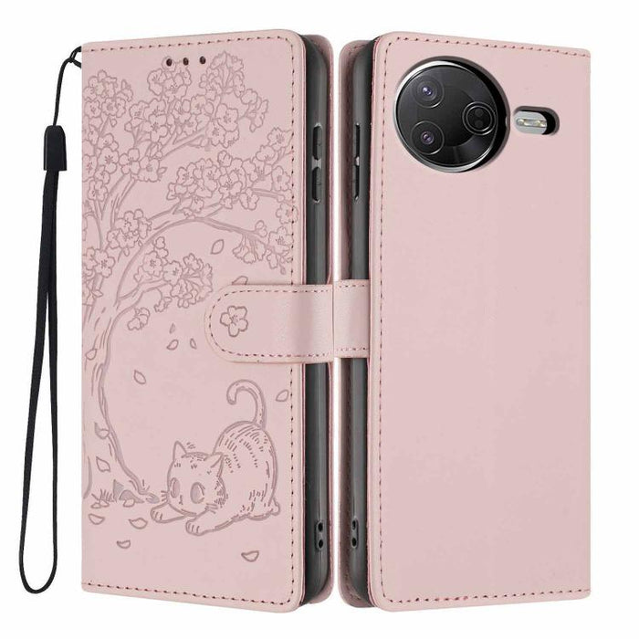 Funda para teléfono plegable de piel vegana con relieve de gato y árbol, For Xiaomi Poco F8 Ultra 5G, For Xiaomi Poco F8 Pro 5G, For Xiaomi 17 Pro Max, For Xiaomi 17 Pro, For Xiaomi 17, For Xiaomi Poco C85 5G, For Xiaomi 15T Pro, For Xiaomi 15T        ...