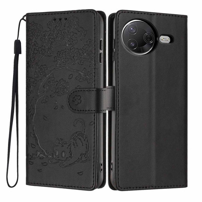 Funda para teléfono plegable de piel vegana con relieve de gato y árbol, For Xiaomi Poco F8 Ultra 5G, For Xiaomi Poco F8 Pro 5G, For Xiaomi 17 Pro Max, For Xiaomi 17 Pro, For Xiaomi 17, For Xiaomi Poco C85 5G, For Xiaomi 15T Pro, For Xiaomi 15T        ...