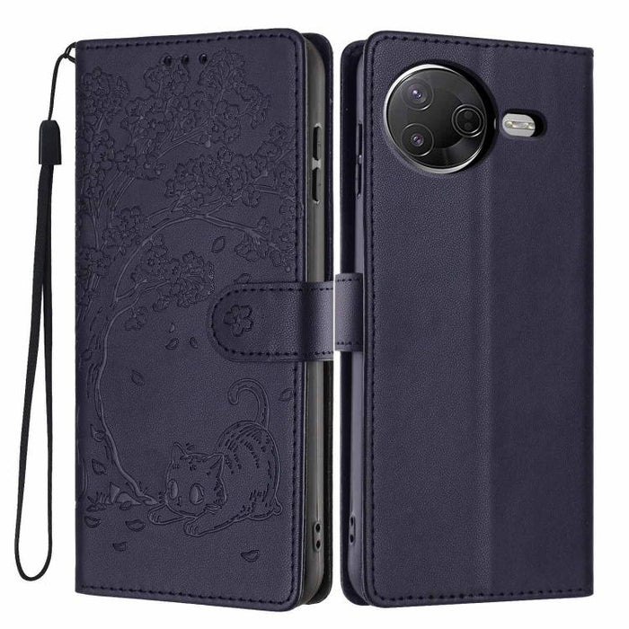 Funda para teléfono plegable de piel vegana con relieve de gato y árbol, For Xiaomi Poco F8 Ultra 5G, For Xiaomi Poco F8 Pro 5G, For Xiaomi 17 Pro Max, For Xiaomi 17 Pro, For Xiaomi 17, For Xiaomi Poco C85 5G, For Xiaomi 15T Pro, For Xiaomi 15T        ...