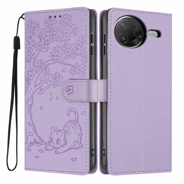 Funda para teléfono plegable de piel vegana con relieve de gato y árbol, For Xiaomi Poco F8 Ultra 5G, For Xiaomi Poco F8 Pro 5G, For Xiaomi 17 Pro Max, For Xiaomi 17 Pro, For Xiaomi 17, For Xiaomi Poco C85 5G, For Xiaomi 15T Pro, For Xiaomi 15T        ...