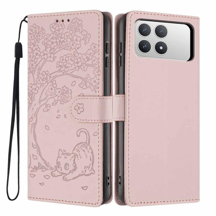 Funda para teléfono plegable de piel vegana con relieve de gato y árbol, For Xiaomi Poco F8 Ultra 5G, For Xiaomi Poco F8 Pro 5G, For Xiaomi 17 Pro Max, For Xiaomi 17 Pro, For Xiaomi 17, For Xiaomi Poco C85 5G, For Xiaomi 15T Pro, For Xiaomi 15T        ...