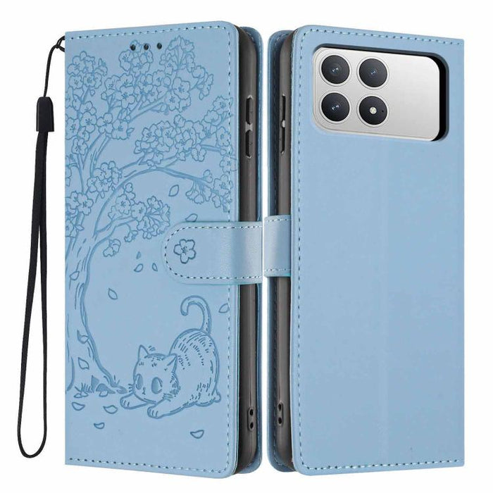 Funda para teléfono plegable de piel vegana con relieve de gato y árbol, For Xiaomi Poco F8 Ultra 5G, For Xiaomi Poco F8 Pro 5G, For Xiaomi 17 Pro Max, For Xiaomi 17 Pro, For Xiaomi 17, For Xiaomi Poco C85 5G, For Xiaomi 15T Pro, For Xiaomi 15T        ...
